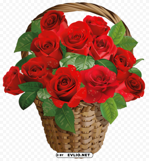 Valentine Gift Rose Basketpicture PNG For Design