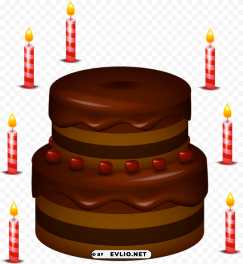 chocolate cake with candles Clean Background PNG Isolated Art PNG images with transparent backgrounds - Image ID 126ff040