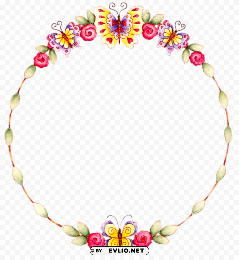 floral round frame PNG transparent artwork