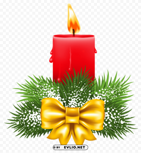 transparent christmas red candle PNG with cutout background