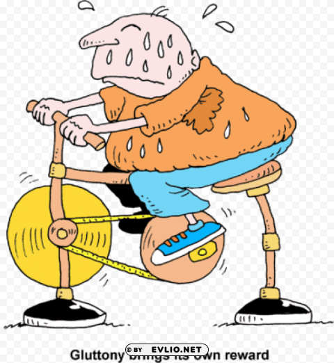 fat man on exercise bike PNG files with clear background