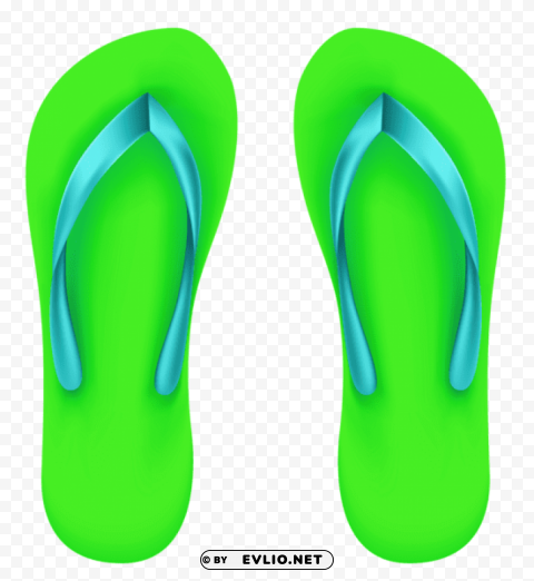 Green Beach Flip Flops PNG With No Cost