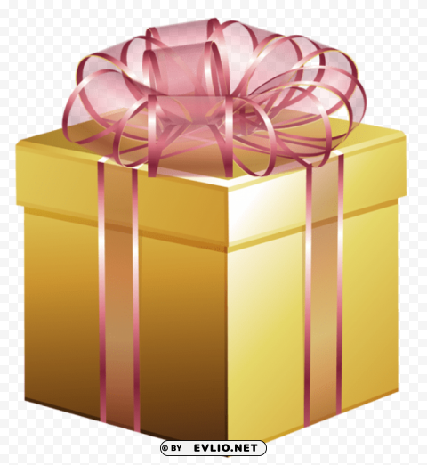 large gold gift box with pink bow High-resolution transparent PNG images set