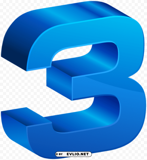 number three blue Clear Background PNG Isolation