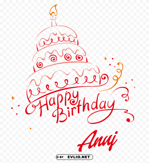 anuj happy birthday name Isolated Artwork on Clear Background PNG