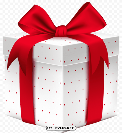white dotted gift box with Transparent Background PNG Isolated Art