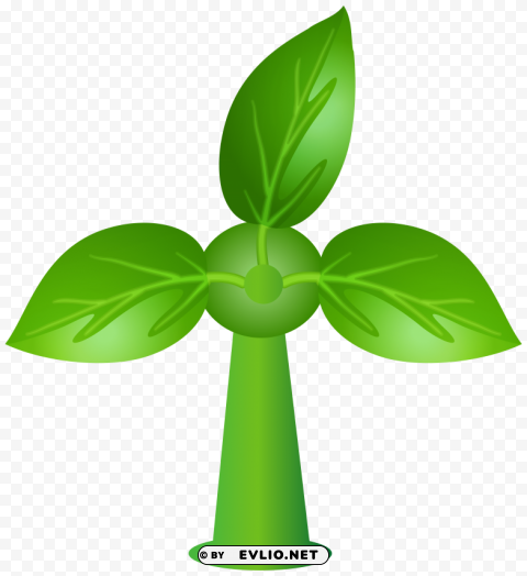green leaves wind turbine PNG free download