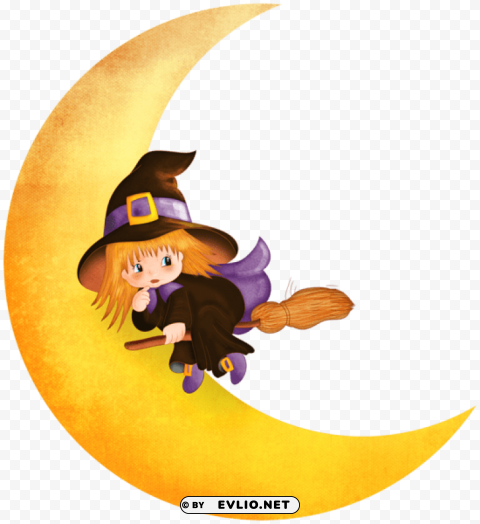 halloween witch on the moon Transparent PNG pictures complete compilation