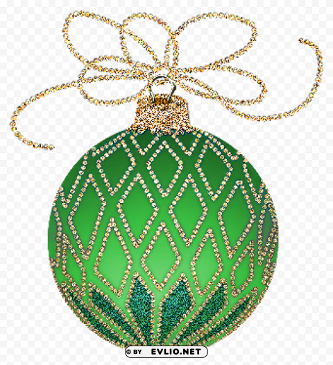 christmas green and gold ornament Isolated Graphic on Clear Transparent PNG