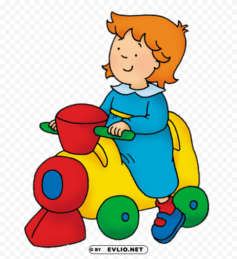 caillou's sister rosie on toy train PNG images without licensing