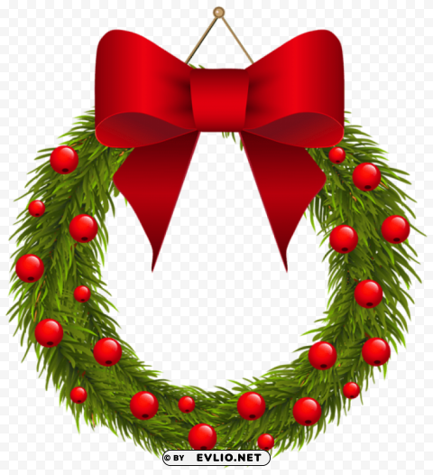 christmas pine wreath with red bowpicture PNG with no bg