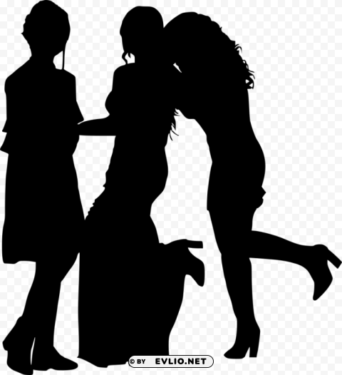 girl group hoto posing silhouette PNG Isolated Illustration with Clear Background