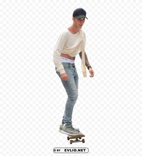 justin bieber skateboarding Isolated Character with Transparent Background PNG