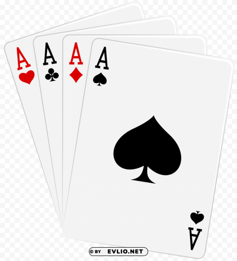 four aces cards PNG clipart with transparency