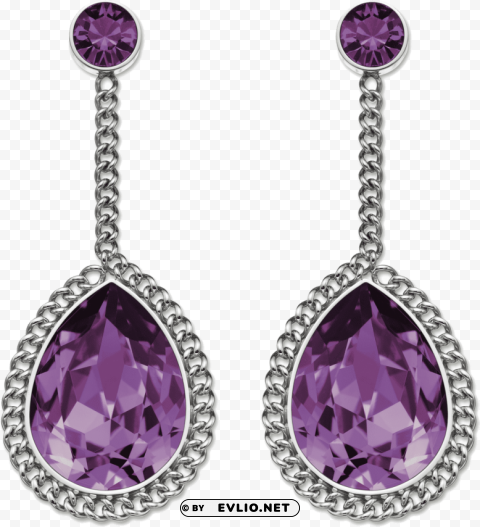 purple diamond earrings PNG for blog use