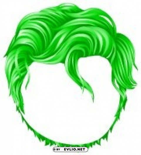 Beverly Hills Messy Hair Green PNG Graphics With Transparent Backdrop
