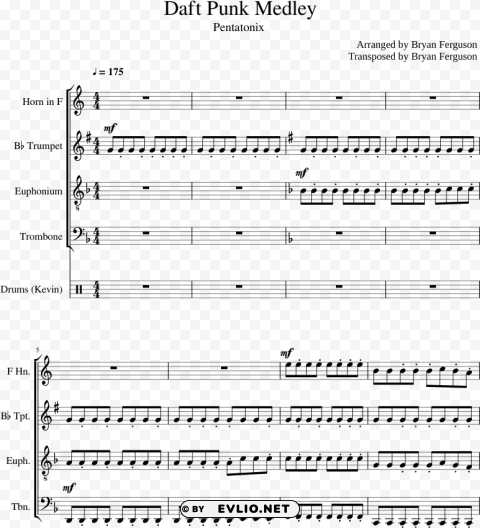 daft punk medley sheet music for french horn trumpet - peace in christ trumpet music PNG icons with transparency
