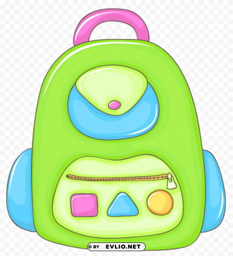 green school backpack PNG images with clear backgrounds