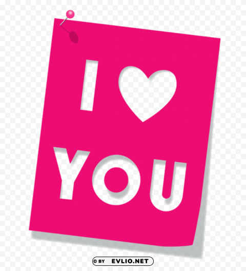 Pink I Love Youpicture PNG Isolated Object On Clear Background