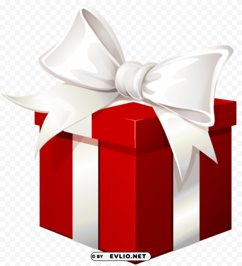 Red Gift Box With White Bow Transparent PNG Picture