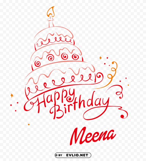 meena happy birthday name PNG format with no background