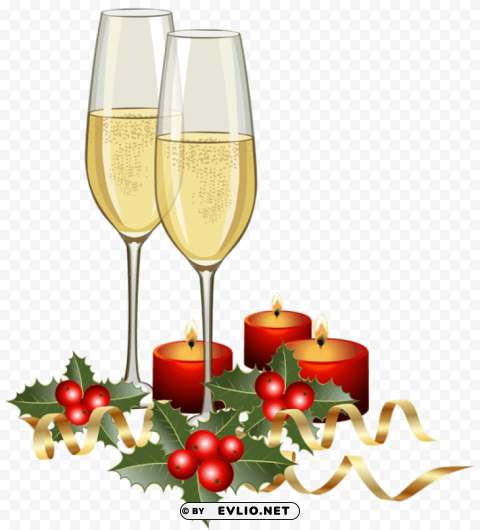 christmas champagne and candles PNG transparent images extensive collection