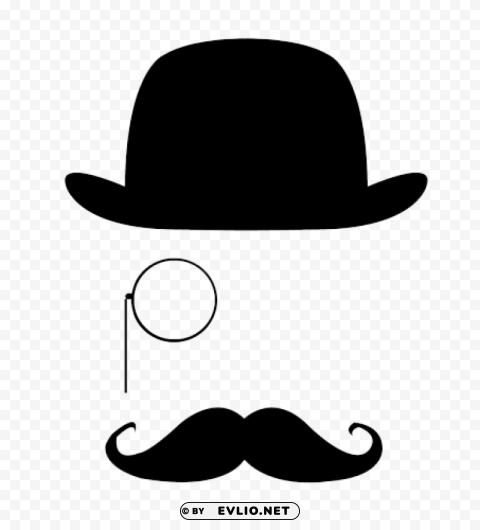 monocle top hat image Transparent Background Isolated PNG Illustration
