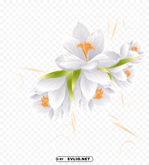 white flower decor transparent PNG with alpha channel