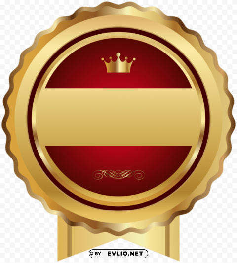 red gold seal badge Clear Background PNG Isolated Design