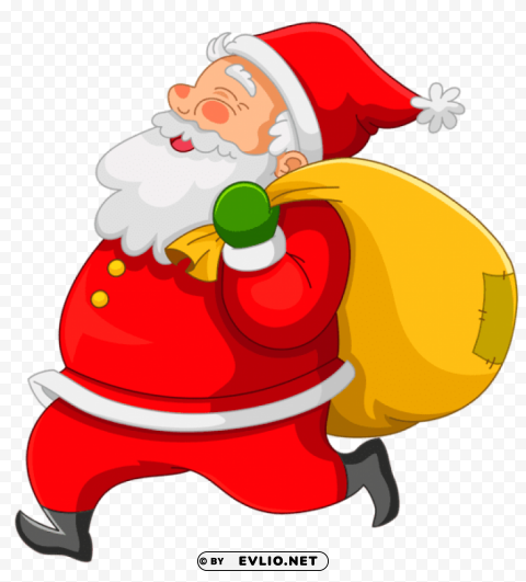  santa with yellow bag Transparent PNG Illustration with Isolation