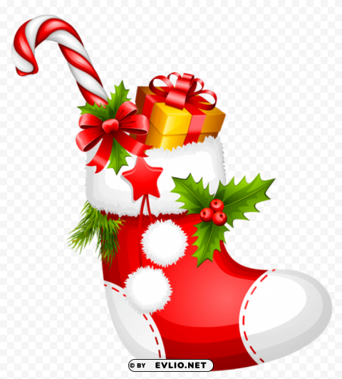 christmas stocking with candy cane Isolated Item on HighResolution Transparent PNG