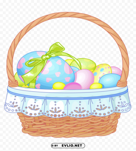 easter basket with eggs transparent PNG Graphic Isolated on Clear Background