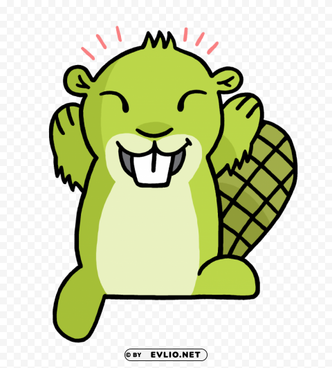 happy green beaver Clear image PNG clipart png photo - 726ccce1