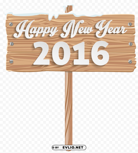 happy new year wooden sign PNG Image Isolated with Clear Background