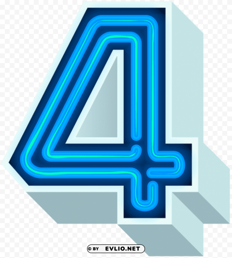 number four neon blue Free PNG images with transparency collection