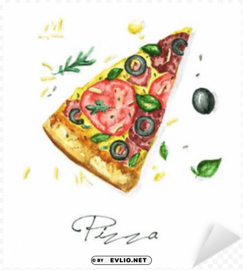 Pizza Con Acuarela PNG Images With Clear Background