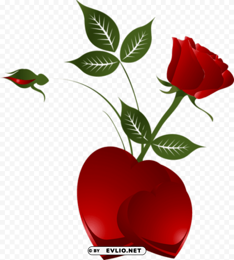 transparent decorative element red rose with heart Clear PNG pictures compilation