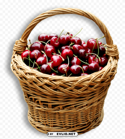 Cherry Basket Isolated Icon On Transparent PNG