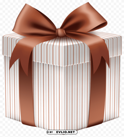 gift box with brown bow PNG Object Isolated with Transparency