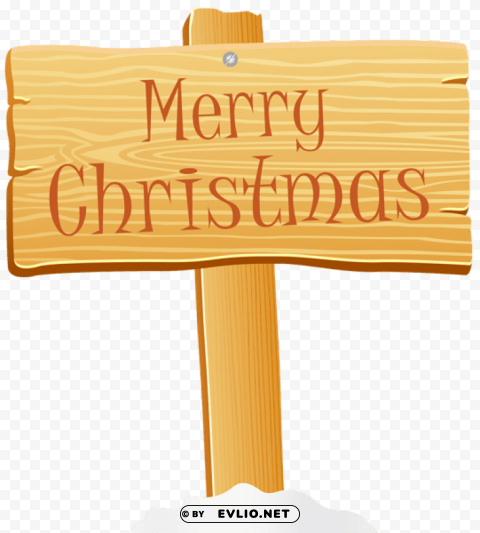 Merry Christmas Wooden Sign PNG Image Isolated On Transparent Backdrop