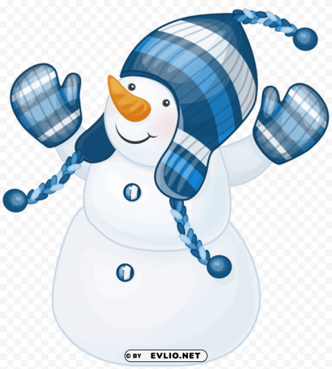 snowman with blue hat Clear Background PNG with Isolation