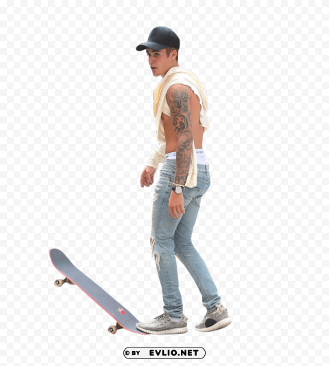 justin bieber skateboarding Isolated Character in Clear Transparent PNG