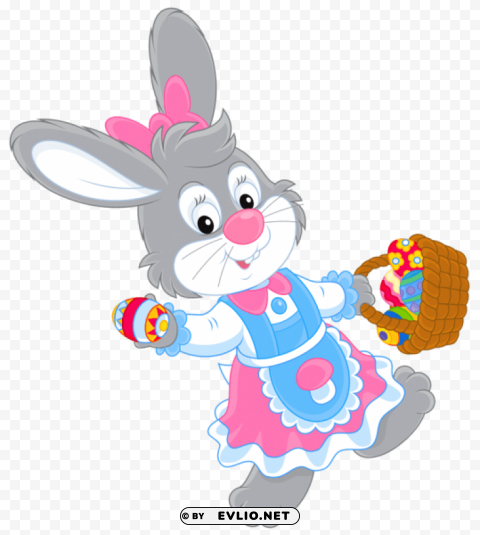 easter bunny with egg basket PNG for business use
