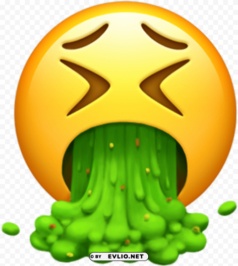 vomit emoji transparent background PNG for overlays