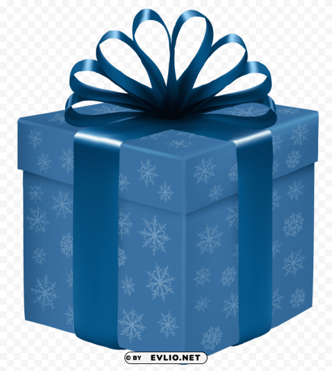 blue gift box with snowflakes PNG with Clear Isolation on Transparent Background