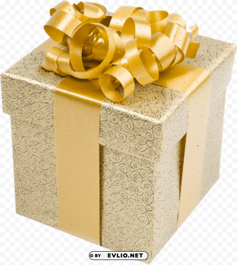 cream box with gold bow High-quality PNG images with transparency