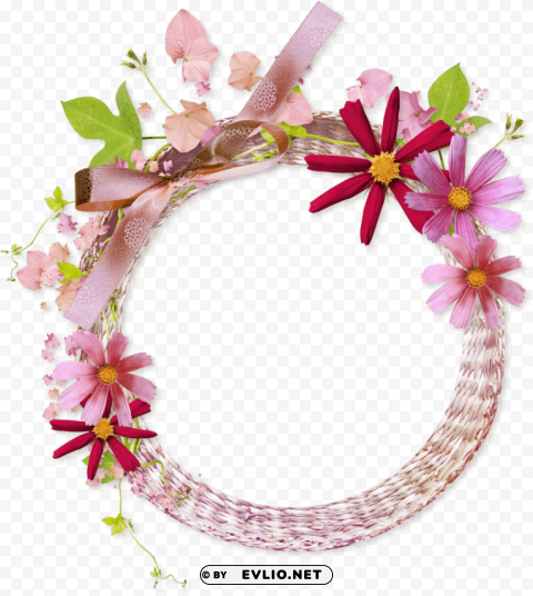 floral round frame PNG pics with alpha channel