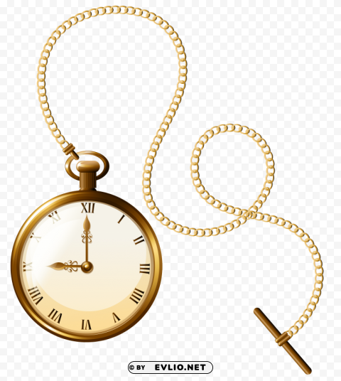 gold pocket watch clock Isolated Graphic Element in HighResolution PNG