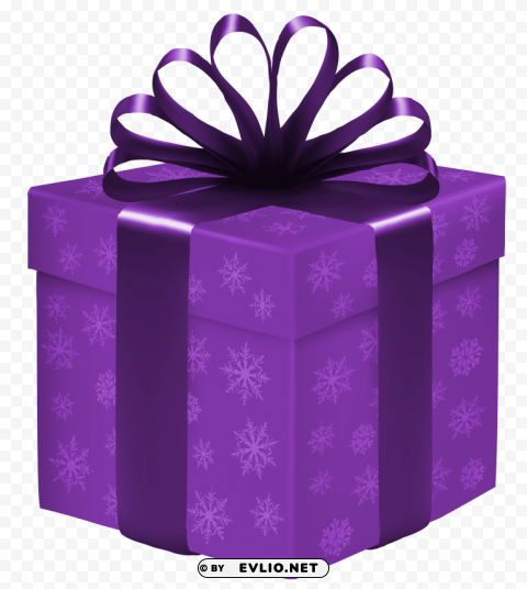 purple gift box with snowflakes PNG images with clear background