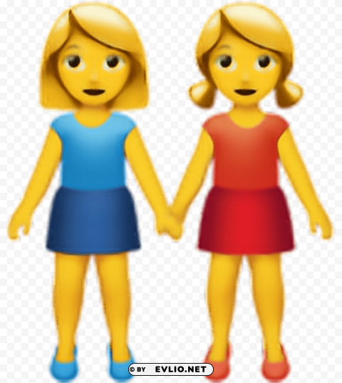 two women holding hands emoji PNG photos with clear backgrounds